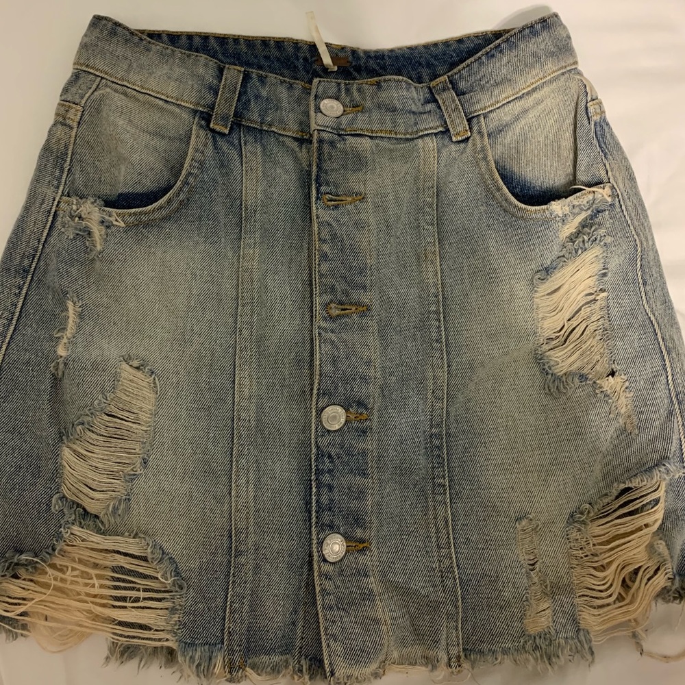 Free People Jean Mini Skirt